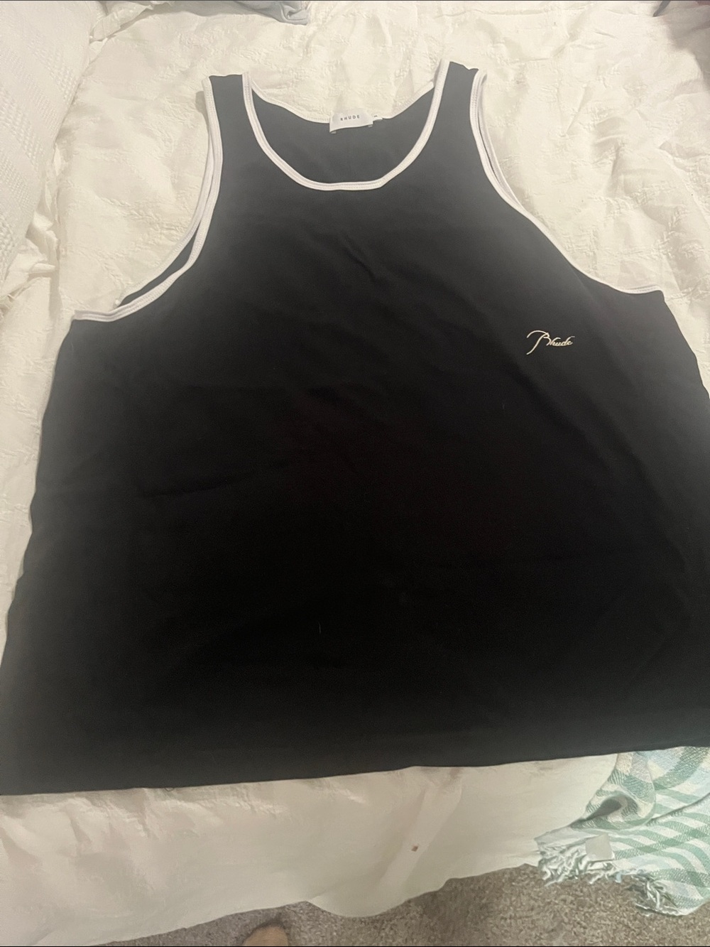Rhude Black Tank Top with White Piping - Picture 4 of 7